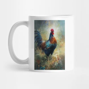 Regal Cockerel: Oil Painting Mug